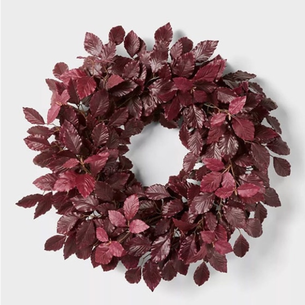 Artificial Leaf Wreath Burgundy - Studio McGee
